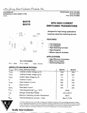 BUV19 Datasheet PDF New Jersey Semiconductor