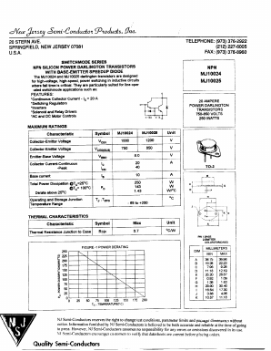 MJ10025 Datasheet PDF New Jersey Semiconductor