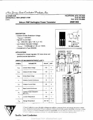 2SB1382 Datasheet PDF New Jersey Semiconductor