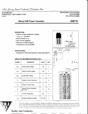 2SB776 Datasheet PDF New Jersey Semiconductor