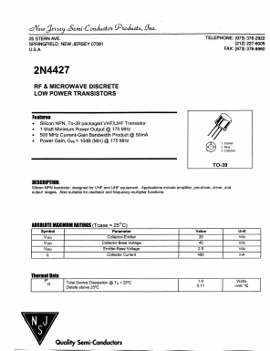 2N4427 Datasheet PDF New Jersey Semiconductor