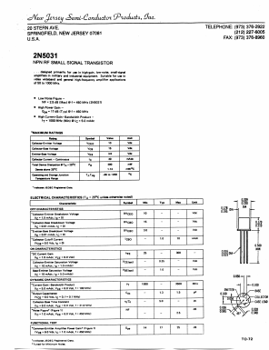 2N5031 Datasheet PDF New Jersey Semiconductor