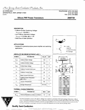 2N5738 Datasheet PDF New Jersey Semiconductor