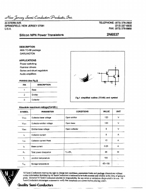 2N6537 Datasheet PDF New Jersey Semiconductor