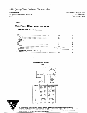 2N6254 Datasheet PDF New Jersey Semiconductor