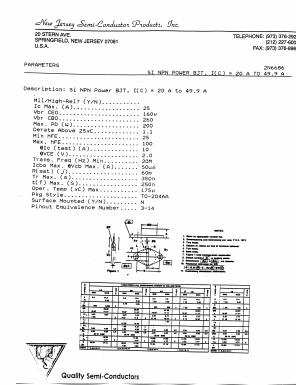 2N6686 Datasheet PDF New Jersey Semiconductor