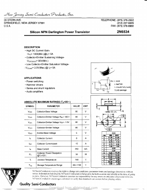 2N6534 Datasheet PDF New Jersey Semiconductor