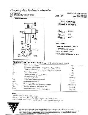 2N6794 Datasheet PDF New Jersey Semiconductor