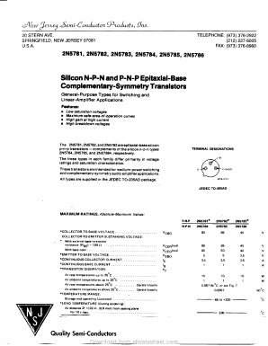 2N5786 Datasheet PDF New Jersey Semiconductor