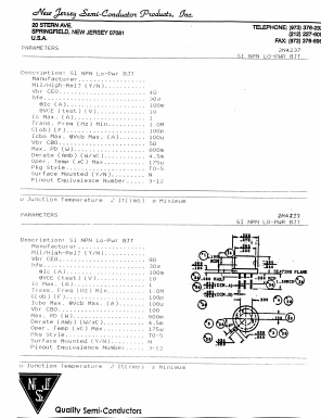 2N4237 Datasheet PDF New Jersey Semiconductor