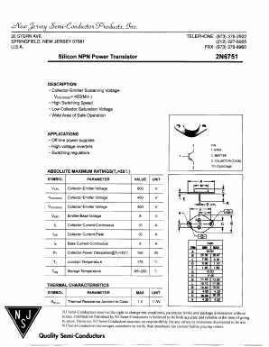 2N6751 Datasheet PDF New Jersey Semiconductor