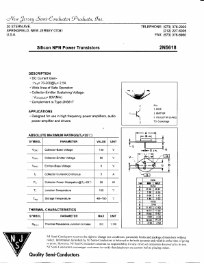 2N5618 Datasheet PDF New Jersey Semiconductor