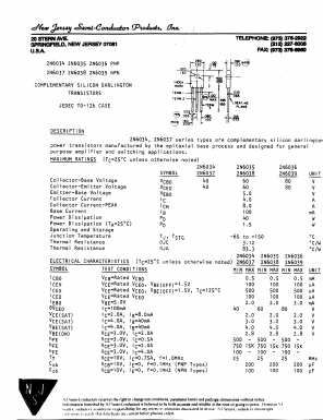 2N6034 Datasheet PDF New Jersey Semiconductor