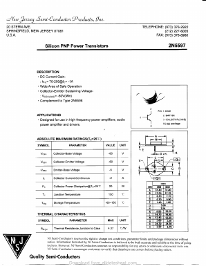 2N5597 Datasheet PDF New Jersey Semiconductor