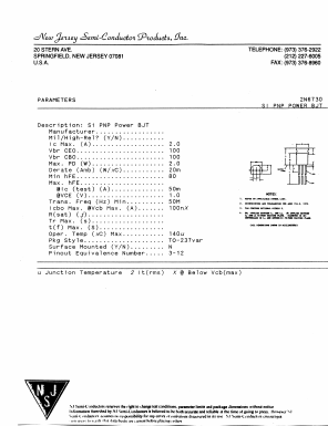 2N6730 Datasheet PDF New Jersey Semiconductor