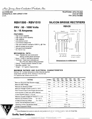RBV1502 Datasheet PDF New Jersey Semiconductor