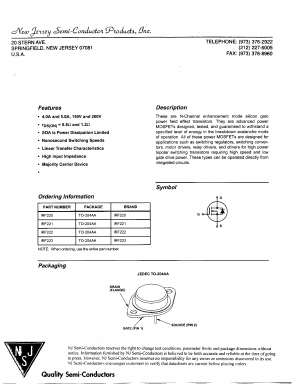 IRF221 Datasheet PDF New Jersey Semiconductor