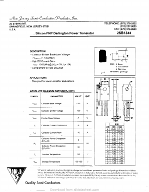 B1344 Datasheet PDF New Jersey Semiconductor