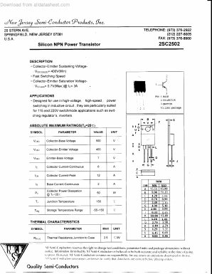 C2502 Datasheet PDF New Jersey Semiconductor