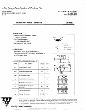 2SB557 Datasheet PDF New Jersey Semiconductor