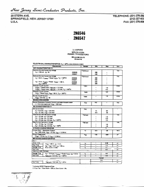 2N6547 Datasheet PDF New Jersey Semiconductor