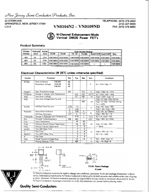 VN0109N2 Datasheet PDF New Jersey Semiconductor