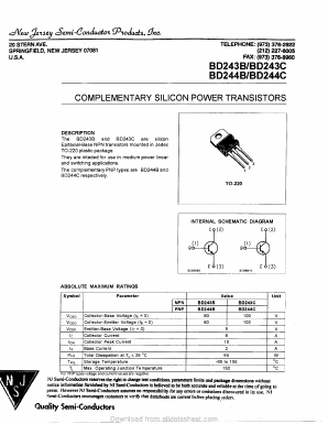 BD244B Datasheet PDF New Jersey Semiconductor