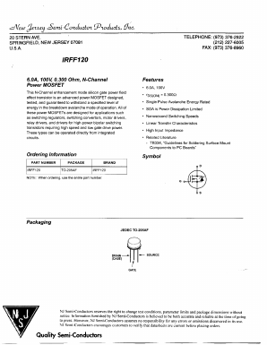 IRFF120 Datasheet PDF New Jersey Semiconductor