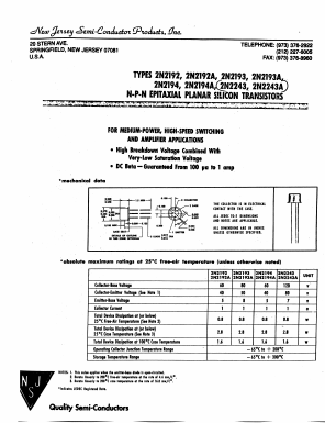 2N2193 Datasheet PDF New Jersey Semiconductor