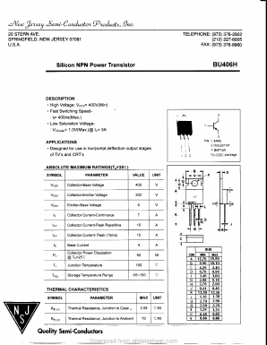 BU406H Datasheet PDF New Jersey Semiconductor