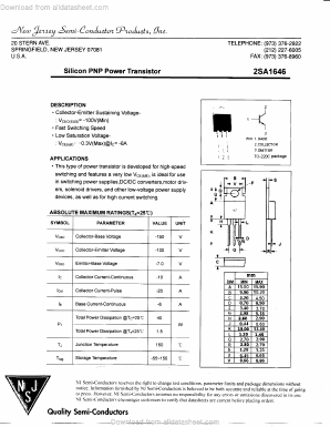 A1646 Datasheet PDF New Jersey Semiconductor