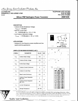 2SB1430 Datasheet PDF New Jersey Semiconductor