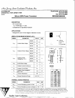 BD230 Datasheet PDF New Jersey Semiconductor