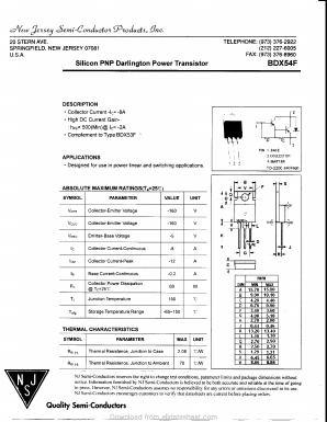 BDX54F Datasheet PDF New Jersey Semiconductor