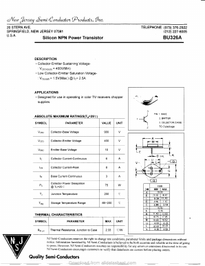BU326A Datasheet PDF New Jersey Semiconductor