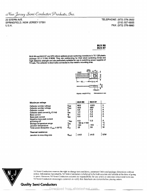 BUX87 Datasheet PDF New Jersey Semiconductor