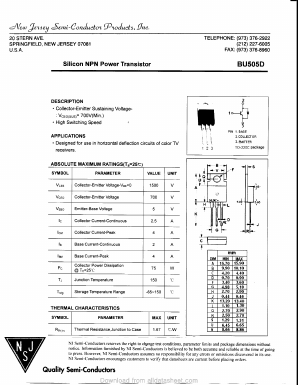 BU505D Datasheet PDF New Jersey Semiconductor