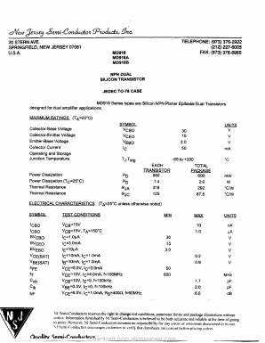 MD918 Datasheet PDF New Jersey Semiconductor