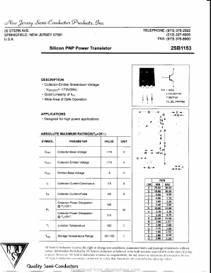 2SB1153 Datasheet PDF New Jersey Semiconductor