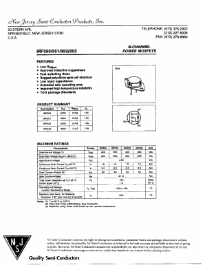 IRF351 Datasheet PDF New Jersey Semiconductor