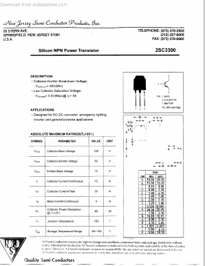 2SC3300 Datasheet PDF New Jersey Semiconductor