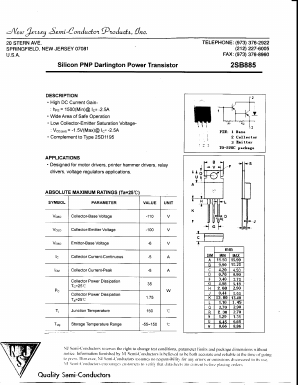 2SB885 Datasheet PDF New Jersey Semiconductor