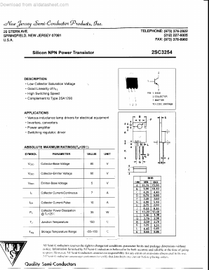 2SC3254 Datasheet PDF New Jersey Semiconductor