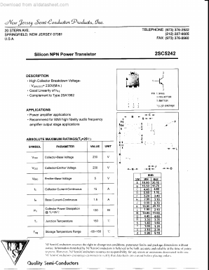 C5242 Datasheet PDF New Jersey Semiconductor