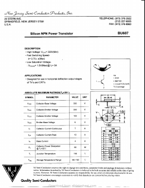 BU607 Datasheet PDF New Jersey Semiconductor
