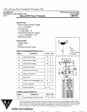 BDY47 Datasheet PDF New Jersey Semiconductor