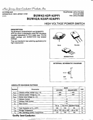 BUW42 Datasheet PDF New Jersey Semiconductor