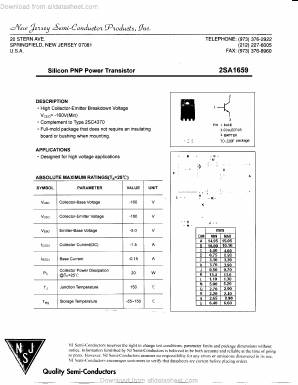 2SA1659 Datasheet PDF New Jersey Semiconductor