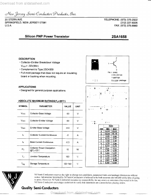 2SA1658 Datasheet PDF New Jersey Semiconductor