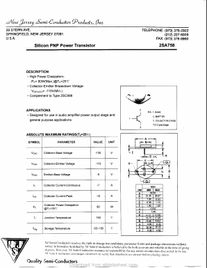 2SA758 Datasheet PDF New Jersey Semiconductor